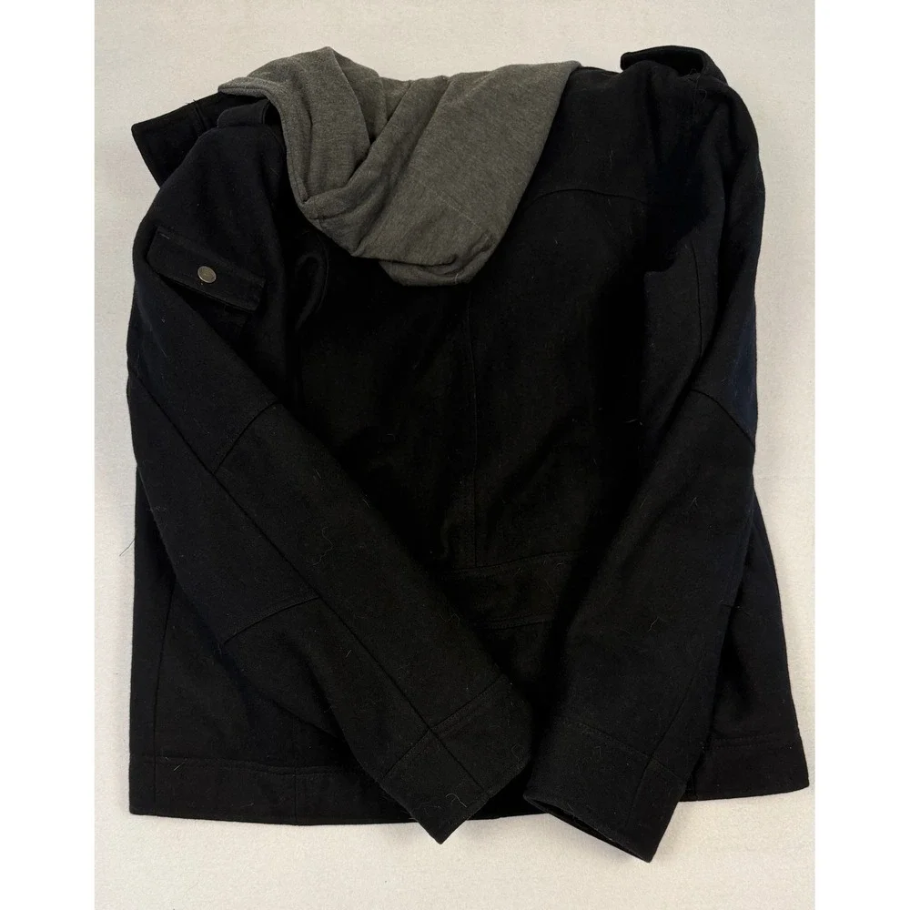 Levi's Mens Wool Blend Field Jacket Black Grey Hooded Military Coat Large Camo